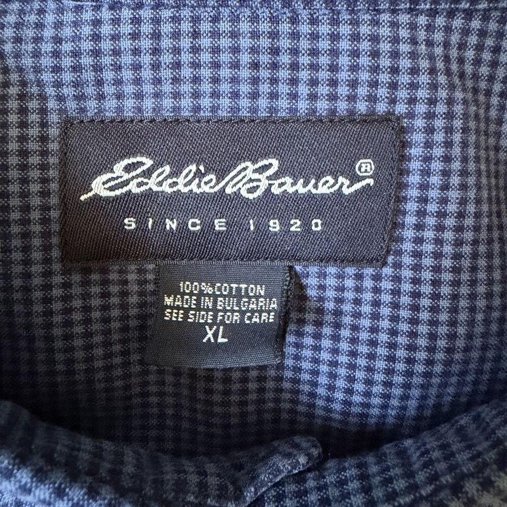 Eddie Bauer Men's Casual Long Sleeve Navy Gingham Button Down Shirt - Size XL - Picture 2 of 6
